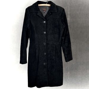 Vintage 90s Embroidered Genuine Suede 3/4 Length Jacket